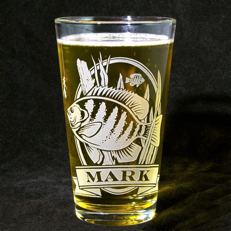 1 personalized beer glass with bass etched glass pint glass present