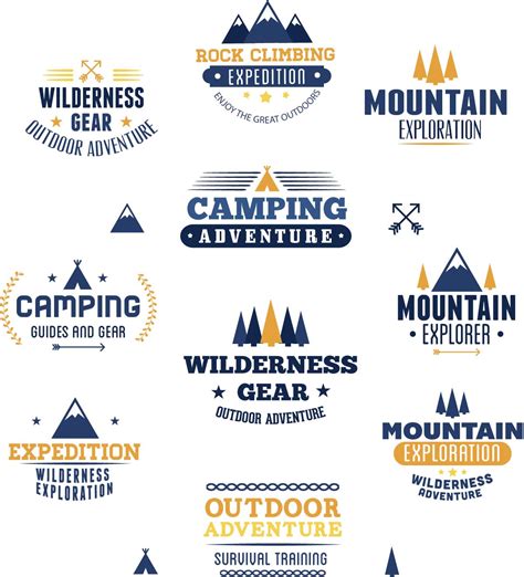 camping labels modern set vector free download