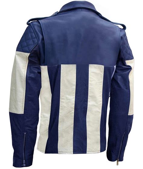 White And Blue Mens Motorcycle Leather Jacket Usa Jacket