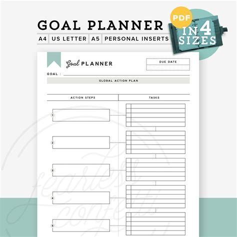 printable goal planner printable goal tracker goal planner
