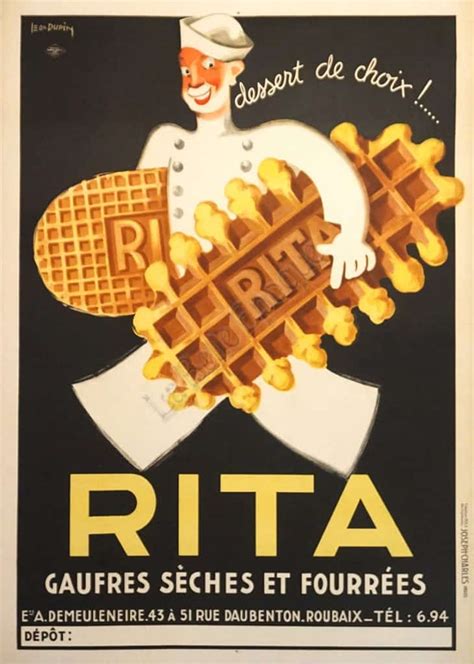 French Art Deco Vintage Waffles Poster Rita By Dupin