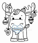 Bugaboo Stamps Moose Christmas Cute sketch template