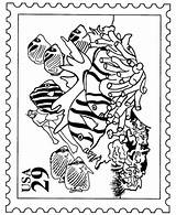 Coloring Fish Pages Stamp Tropical Marine Nature Life Clipart Stamps Usps Sheets Koi Cliparts Activity Postage Library Act Color Postal sketch template