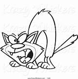 Hissing Lineart Critter Cat Clipart 1429 Toonaday sketch template
