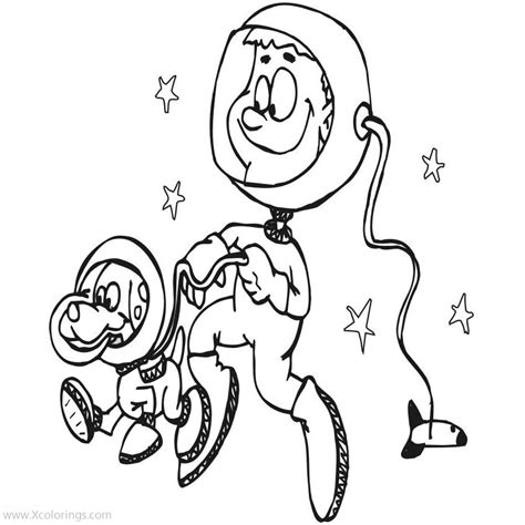 astronaut boy  dog coloring pages xcoloringscom