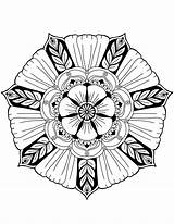 Mandala Flower Easy Coloring Pages Flowers Printable Simple Drawing Color Big Digital Adults Illustration Inch Clipartmag Resolution sketch template