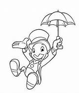Cricket Jiminy Coloring Pages Disney Pinocchio Character sketch template
