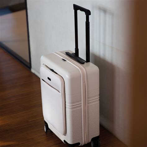 front pocket carry  suitcase nortvi sand white stylish unique