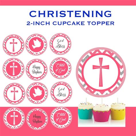 printable christening cupcake topper template printable word