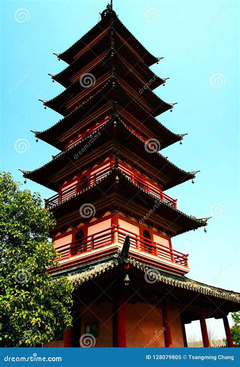 chinese pagoda architecture stock image image  hexagonal