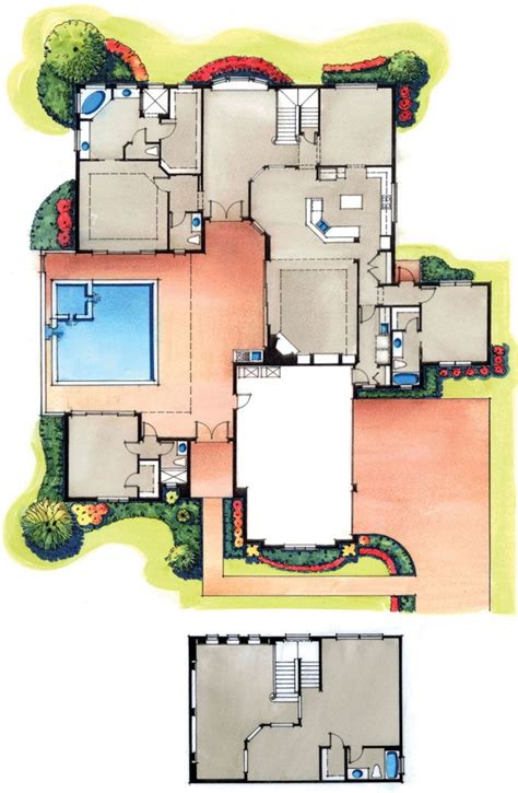 pin  amber morain  plans  heart courtyard pool courtyard house plans house plans