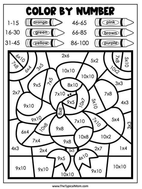 thanksgiving color  number printable coloring pages