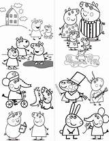 Coloring Peppa Pig Pages Sheets Colouring Printable Party Mini Kids Book Etsy Books Color Cartoon sketch template