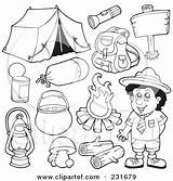Camping Gear Clipart Coloring Crafts Kids Illustration Visekart Royalty Rf Digital Outlined Collage Pages Camp Drawing Sheets Outline Theme Printables sketch template