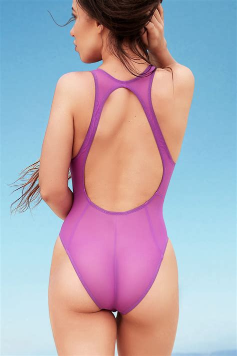 cute   swimsuit sexy sheer monokini high waist  piece