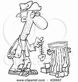 Homeless Man Cartoon Hungry Outline Trash Bone Holding Fish Clip Clipart Poor Rf Royalty Illustration Leishman Ron Begging Pencil Cup sketch template