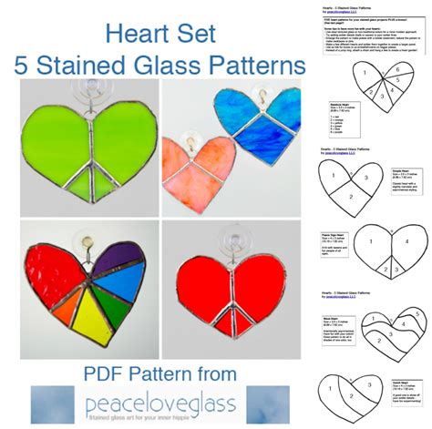 stained glass heart  patterns heart suncatchers instant