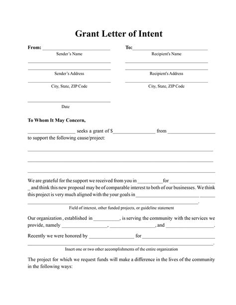 fillable grant letter  intent form  templates