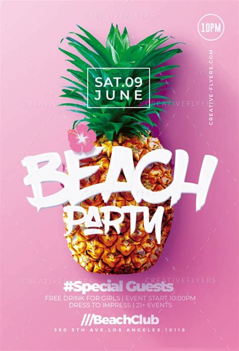 download beach party flyer template psd creativeflyers