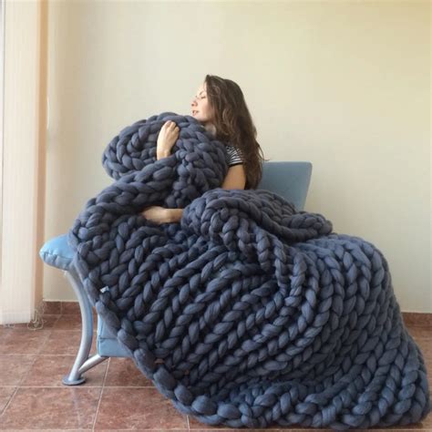 buy chunky blanket giant yarn wool knitted blanket bulky blanket roving