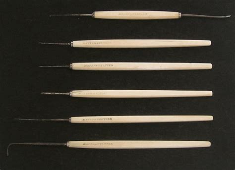 Set Of 6 Ivory Handled Opthalmic Surgical Instruments 19th