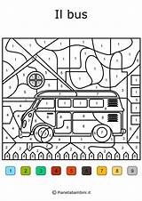 Colorare Colora Numeri Conta Pianetabambini Veicoli Bus Principesse sketch template