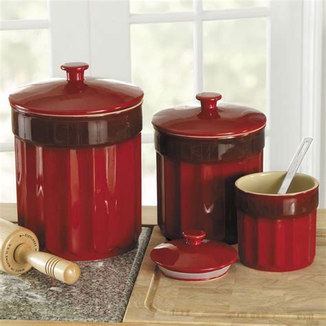 targetcom  chefs stoneware canister set   red canister set