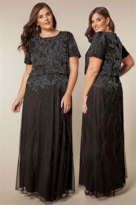 luxe black sequin embellished fully lined maxi dress with