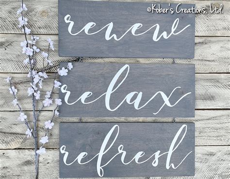 renew relax refresh large sign spa art bathroom art relax sign