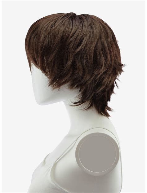 epic cosplay apollo dark brown shaggy wig for spiking long brown bob