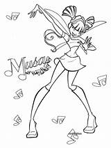 Winx Musa Cartoon Dibujo Bailando Liebt Musik Potere Bloomix sketch template