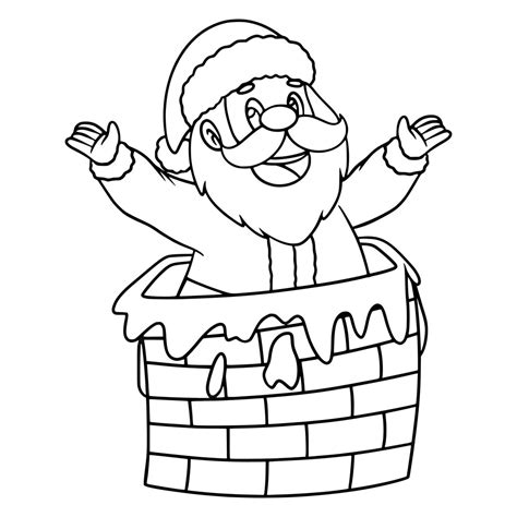 premium vector santa  chimney coloring page coloring page