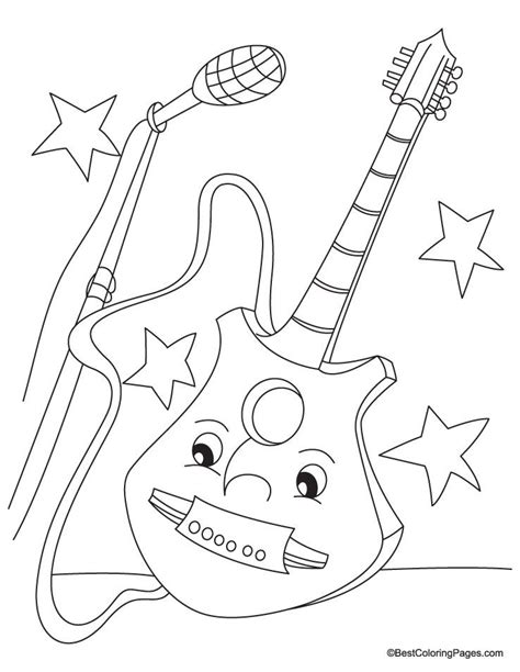 guitar coloring pages coloring home