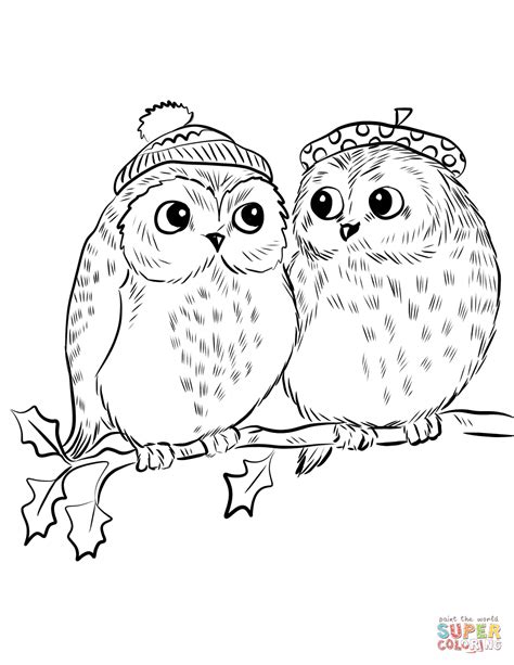couple  cute owls coloring page  printable coloring pages