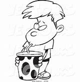 Clipart Straw Cup Coloring Cartoon Through Outline Boy Sucking Advertisement sketch template
