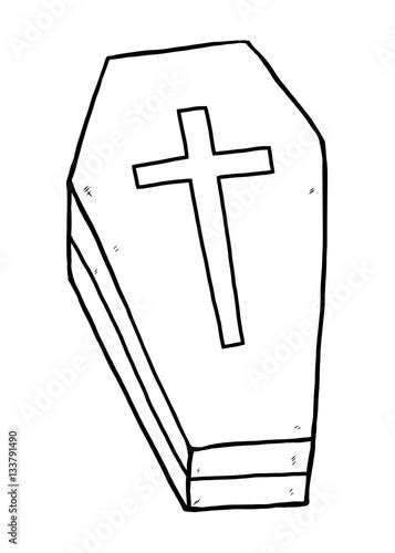 casket cartoon vector  illustration black  white hand drawn sketch style isolated