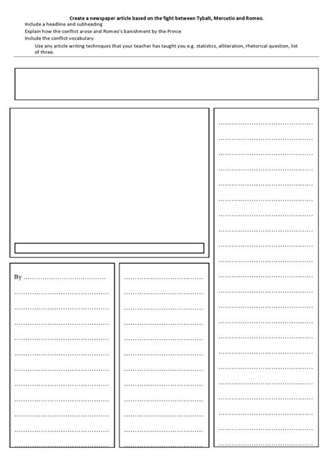 newspaper article template   printable templates