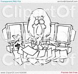 Buried Cartoon Clip Businesswoman Tax Documents Computers Outline Illustration Rf Royalty Toonaday sketch template