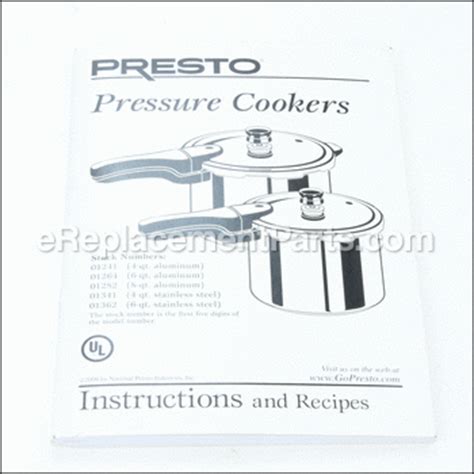 presto  quart aluminum pressure cooker  ereplacementpartscom