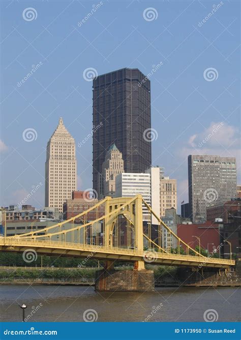 north downtown pittsburgh  stock photo image  yellow cityscape