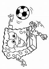 Spongebob Soccer Squarepants Playing Coloring A4 Game Print sketch template