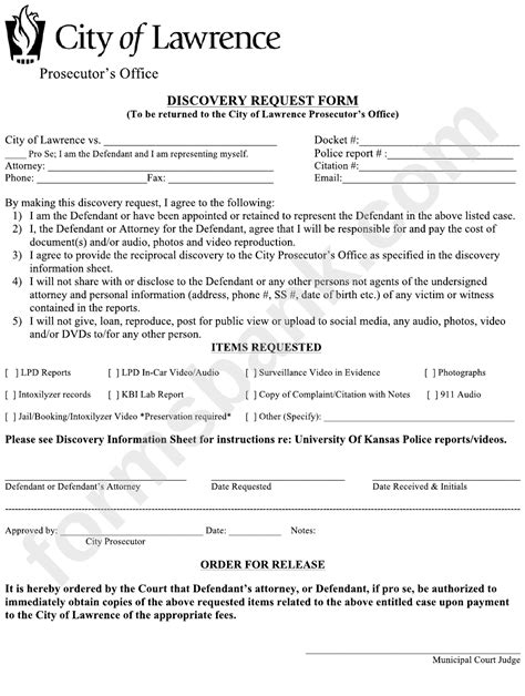 discovery request form printable