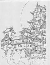 Coloring Architecture Pages Adults Japan sketch template