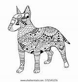Coloring Book Dog Illustration Raster Bullterrier Shutterstock Stock Stress Anti Preview sketch template