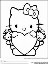 Kitty Hello Coloring Pages Valentine Kids Sheets Printable Cute Heart Colouring Bullying Stop Drawing Valentines Color Sanrio Print Disney Hearts sketch template