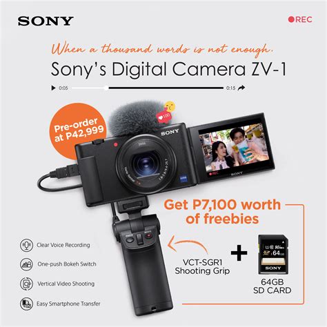 sony digital camera zv  starts pre orders  june     shooting grip  sd card