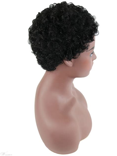 african american short kinky curly human hair capless wigs