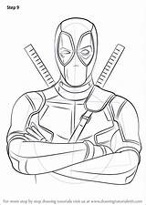 Deadpool Draw Step Drawing Drawingtutorials101 Cartoon Characters Tutorials sketch template
