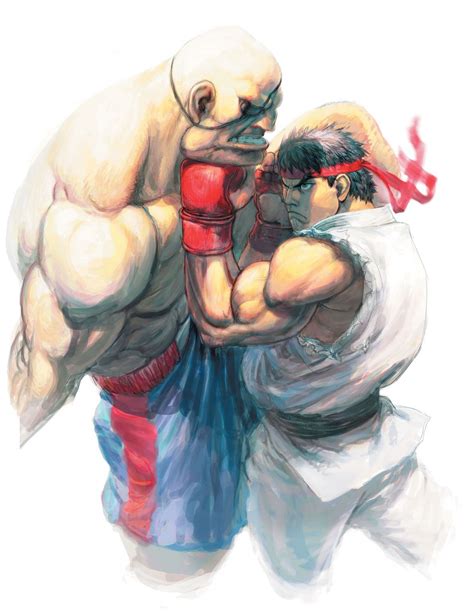 illustration digital enhancement ryu  sagat street fighter iv