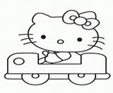 Kitty Hello Coloring Pages Car Driving Printable Sanrio Girly Book sketch template